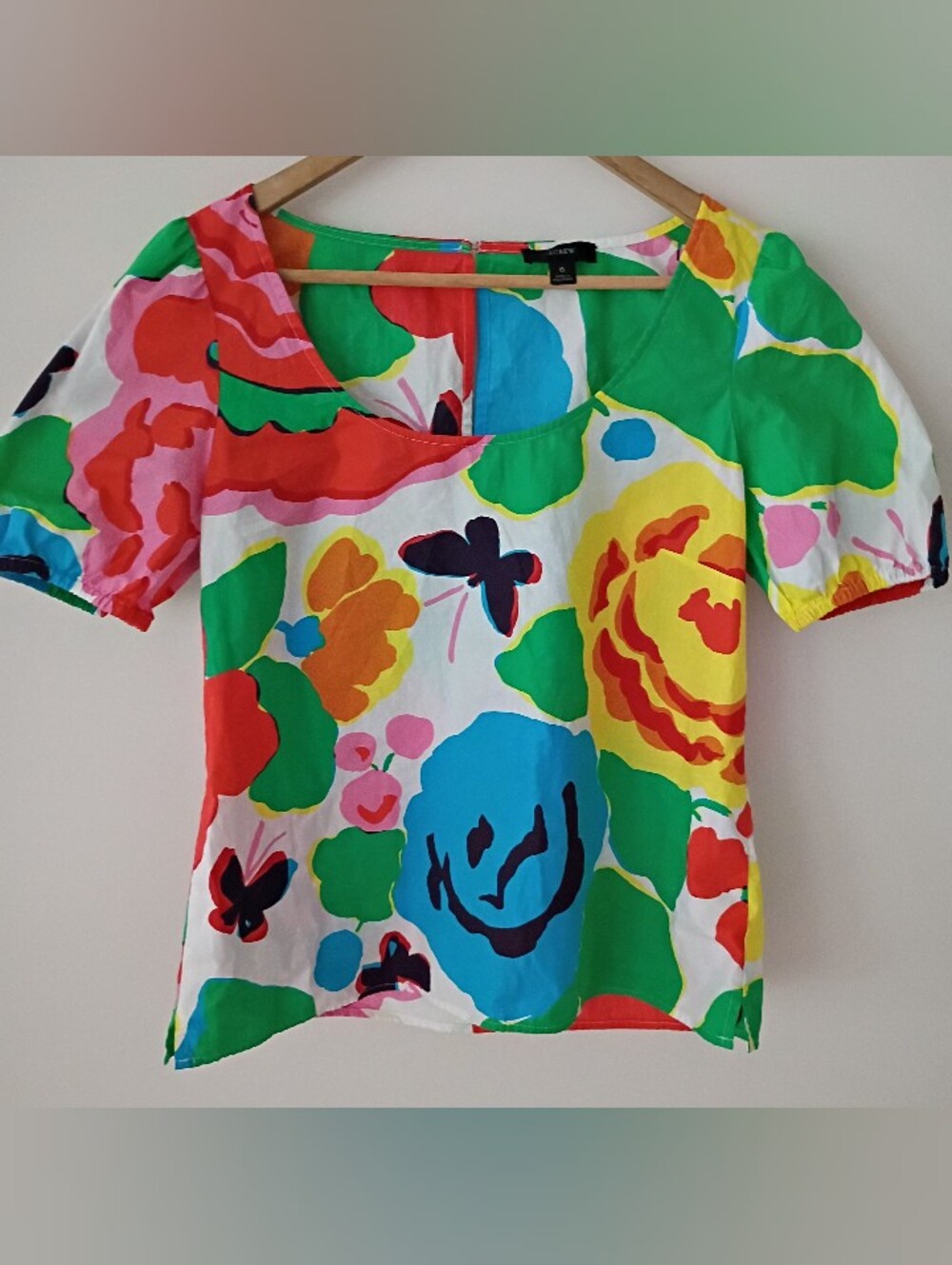 J Crew Ratti Jardin Top Floral Garden Artsy Boho Romantic Puff Sleeve Hawaii - Picture 8 of 8